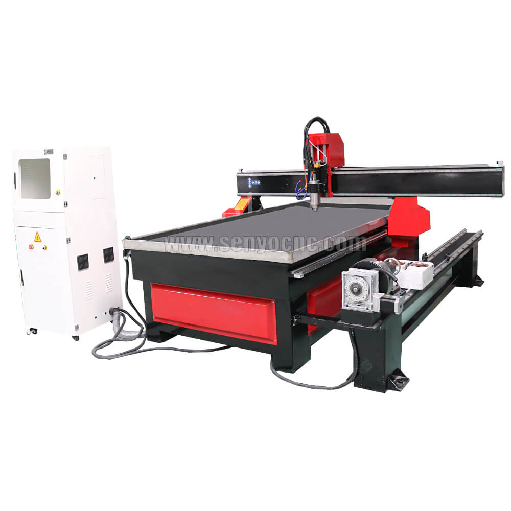 4x8 Wood CNC Router Machine 4 axis rotary on worktable for Sale