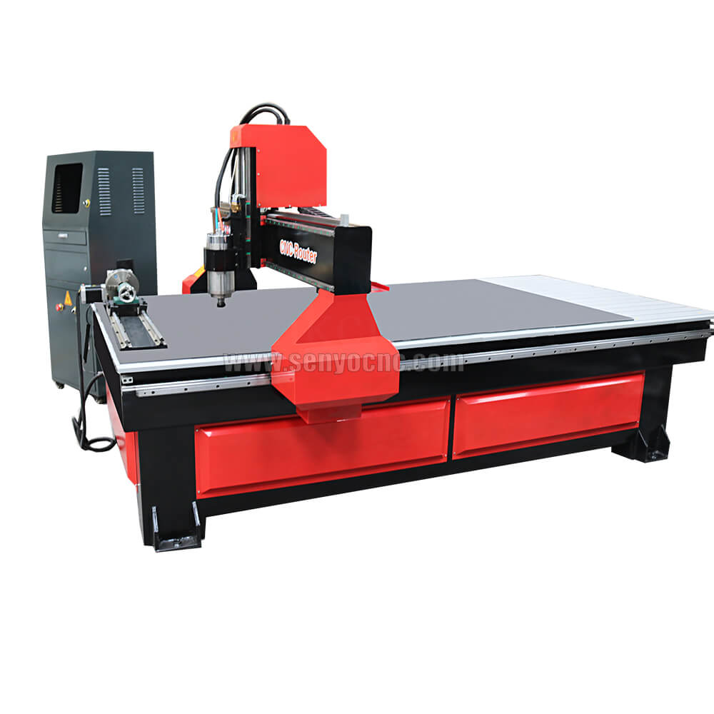 4x8 Wood CNC Router Machine 4 axis rotary on worktable for Sale