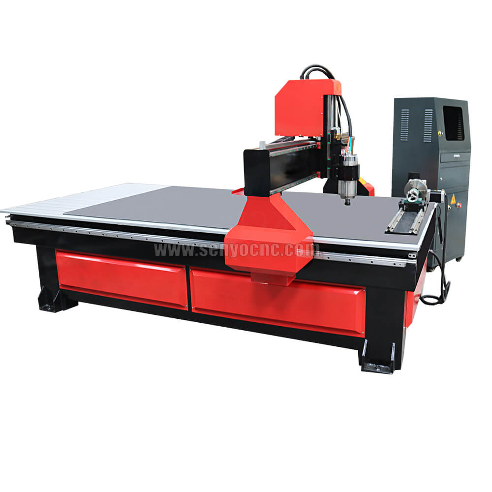 4x8 Wood CNC Router Machine 4 axis rotary on worktable for Sale