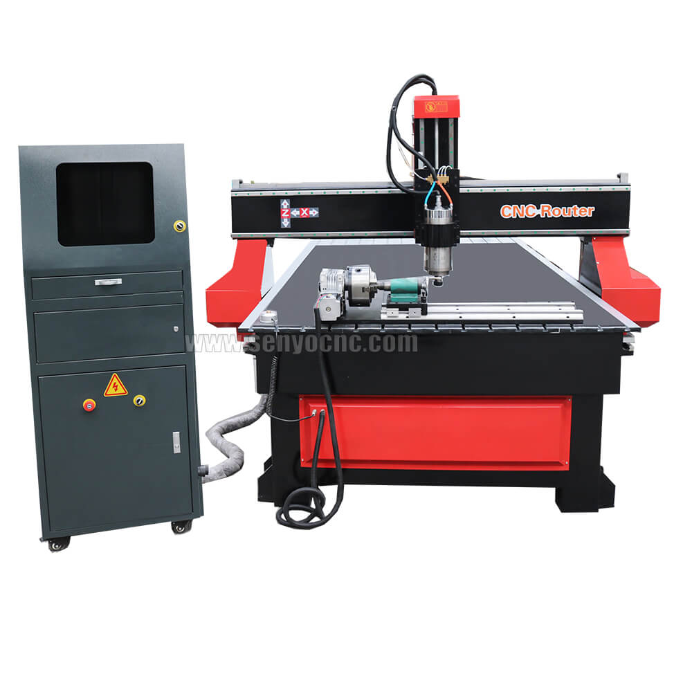 4x8 Wood CNC Router Machine 4 axis rotary on worktable for Sale