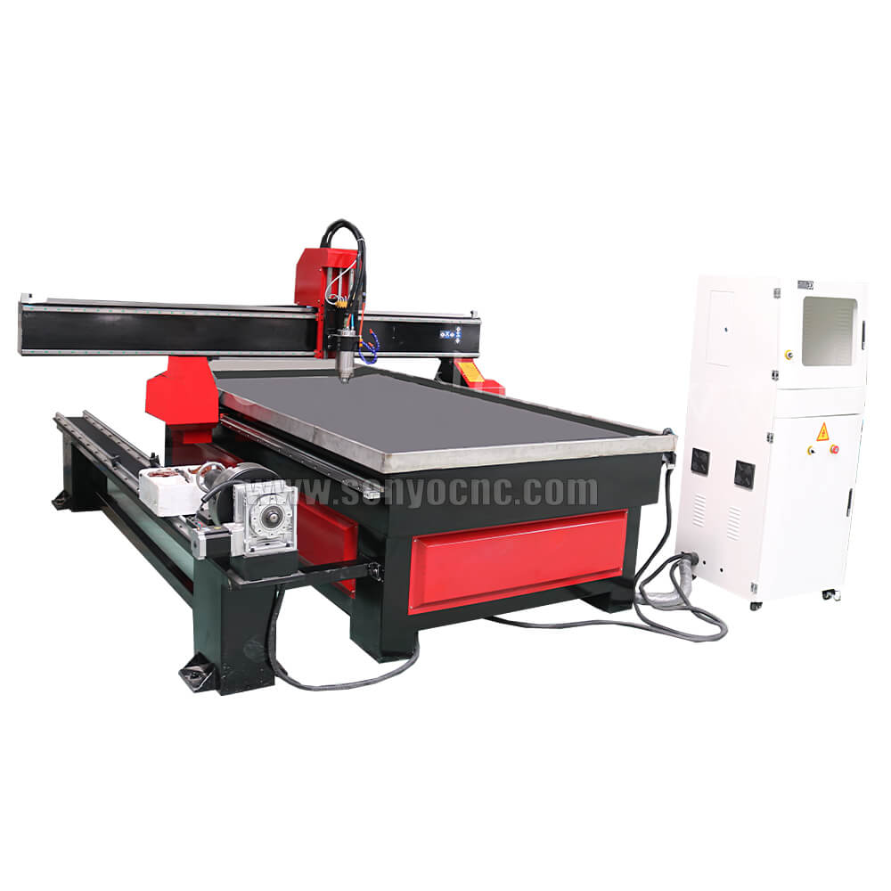 4x8 Wood CNC Router Machine 4 axis rotary on worktable for Sale