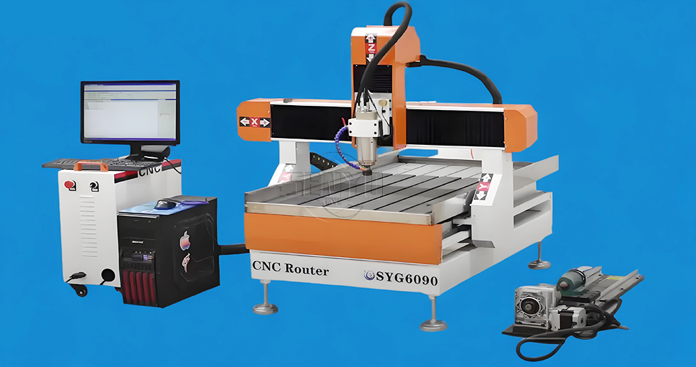 6090 Rotary 4th Axis Hobby CNC Router for Sign Making with Wood, MDF, Aluminum test