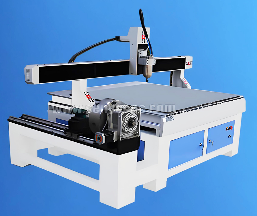 1212 Wood CNC Machine 4 Axis Rotary In Test Work