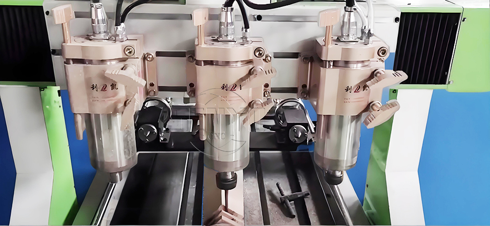 Mini 6090 3 Heads CNC Router With Three PCS 3D Rotary In Work