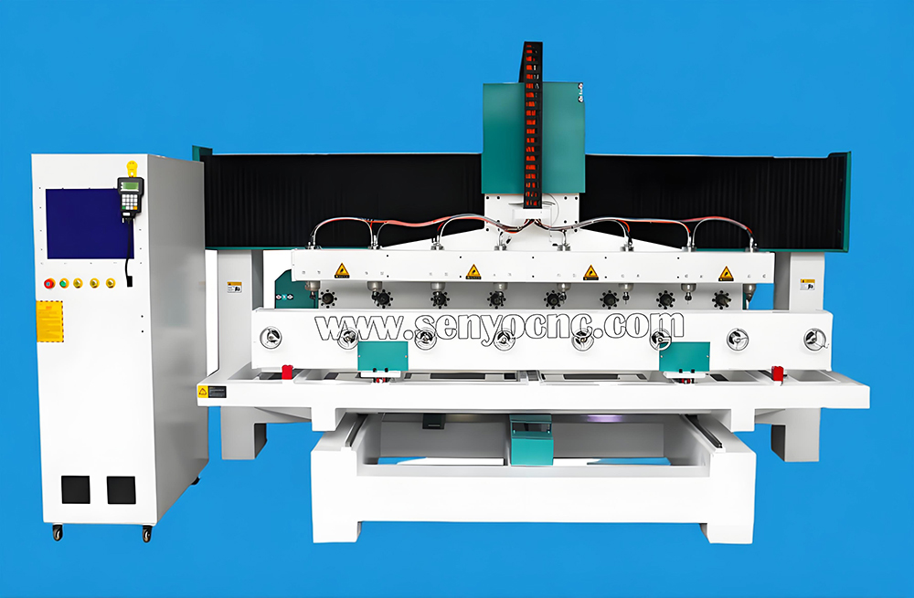 3D 4 axis 8 heads Wood CNC Router Machine In Test