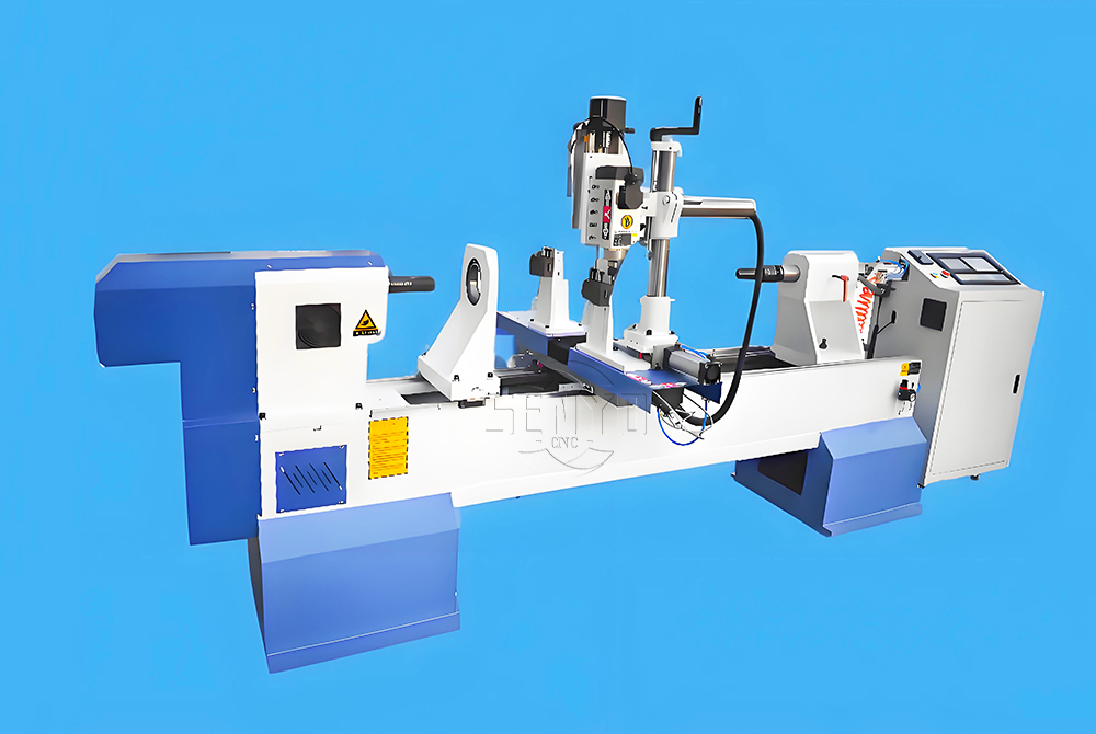 CNC Wood Lathe with Engraving Spindle 4 Axis CNC Wood Lathe for 3D Turning, Milling, Broaching