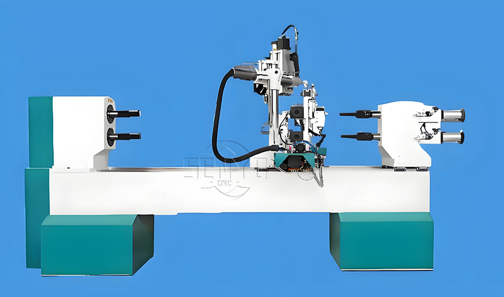 CNC Wood Lathe with Engraving Spindle 4 Axis CNC Wood Lathe for 3D Turning, Milling, Broaching