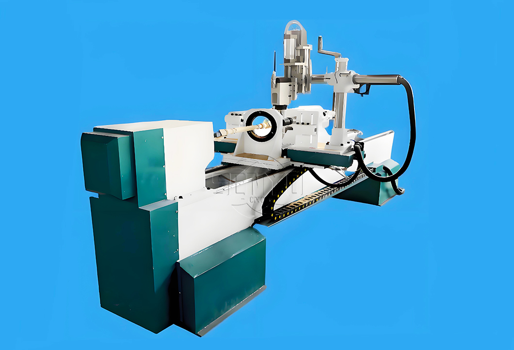 CNC Wood Lathe with Engraving Spindle 4 Axis CNC Wood Lathe for 3D Turning, Milling, Broaching