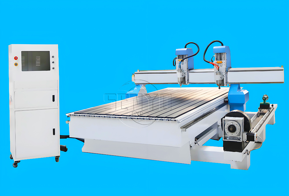 2025 Best 2Heads CNC Router Lathe Machine with 4th Rotary Axis