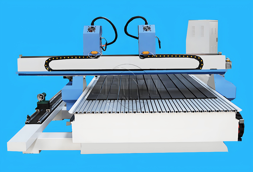 2025 Best 2Heads CNC Router Lathe Machine with 4th Rotary Axis