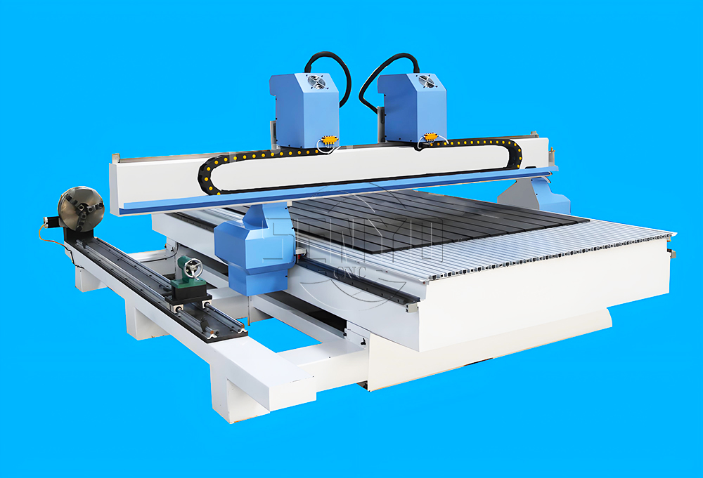2025 Best 2Heads CNC Router Lathe Machine with 4th Rotary Axis
