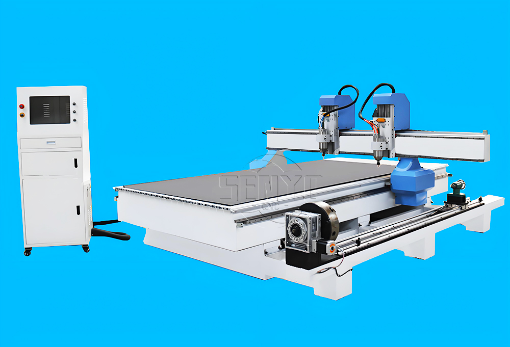2025 Best 2Heads CNC Router Lathe Machine with 4th Rotary Axis