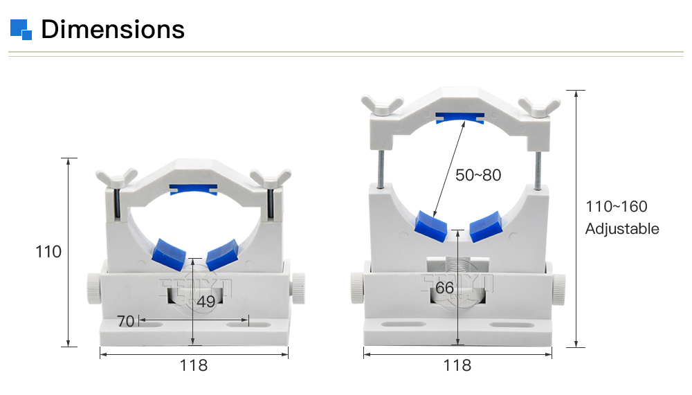 CO2 Laser Tube Holder Support Mount Flexible Plastic 50-80mm for Co2 Laser Engraving and Cutting Machine