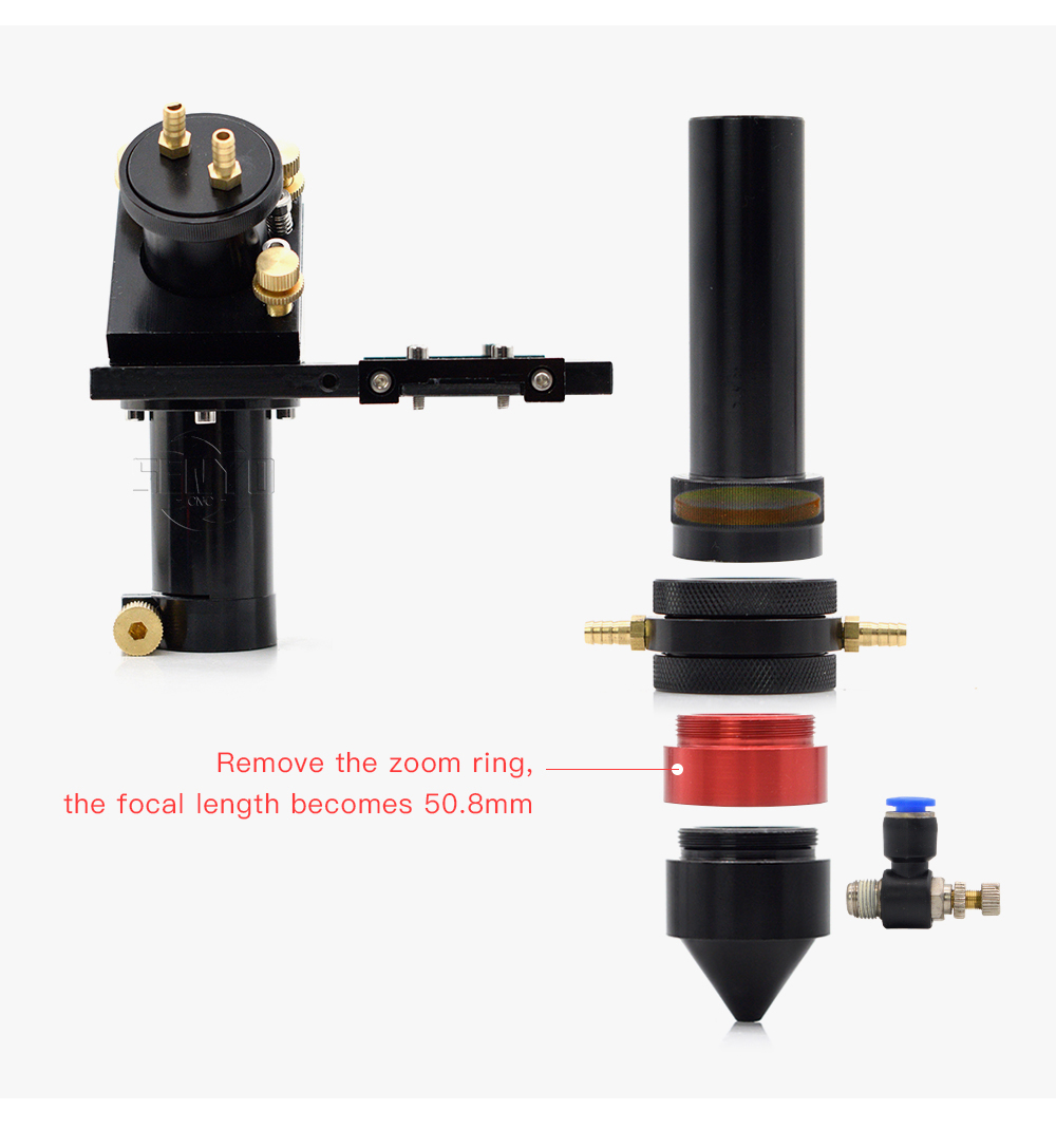 CO2 Laser Head Set with Water Cooling Interface Mirror 30x3mm Focus Lens 25x63.5mm for Water Cooling Laser Machine