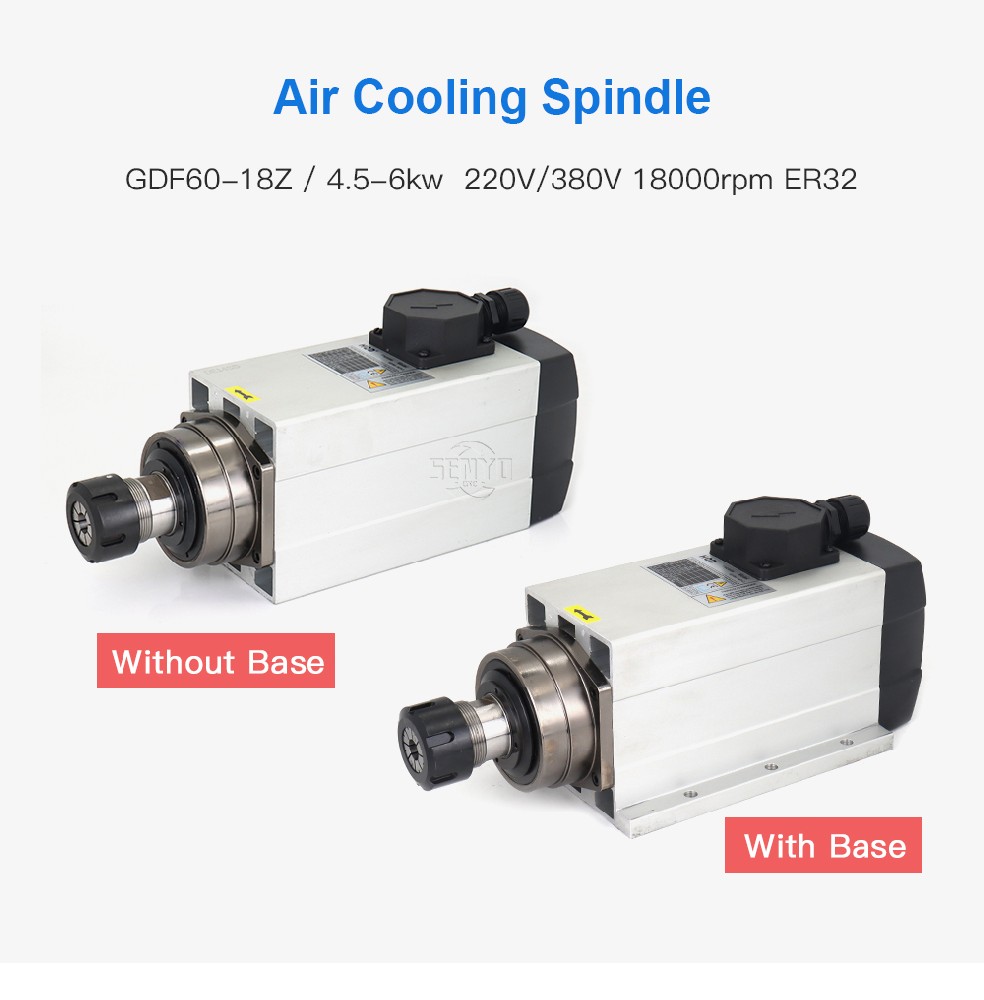 HQD CNC Spindle GDF60-18Z 4.5-6KW Air Cooled Spindle Motor 380V 220V 18000rpm ER32 300Hz