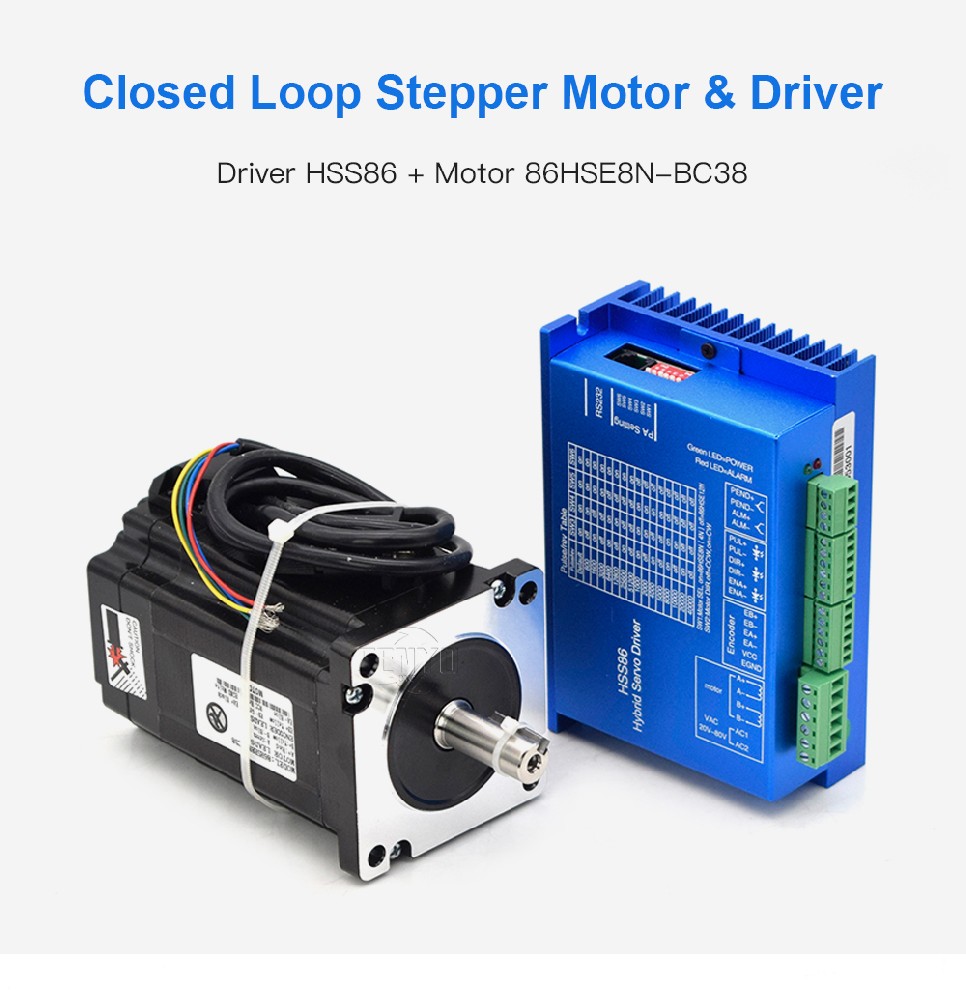 NEMA 34 Torque 8N.m Closed Loop Stepper Motor Driver 86HSE8N-BC38 + HSS86
