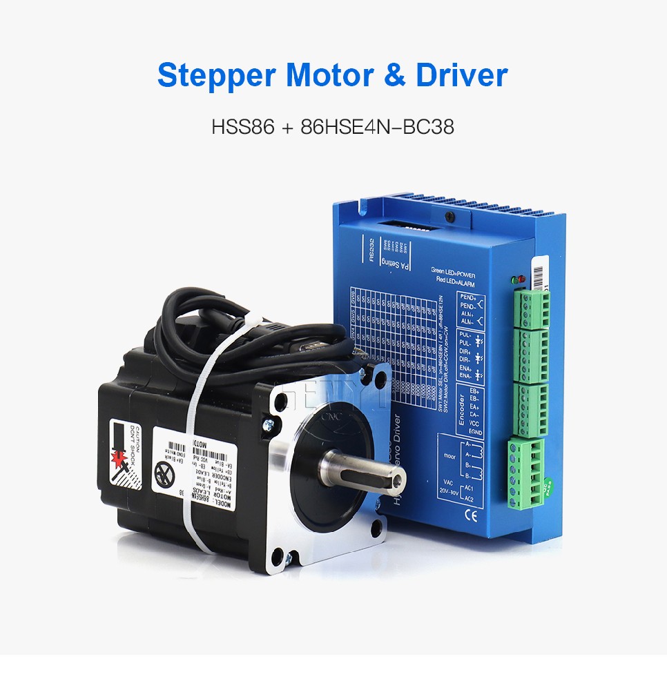Hybrid Servo Motor Driver Kits NEMA34 4.5N.m 3000RPM 20-80VAC High Speed Stepper Servo Motor HSS86 + 86HSE4N