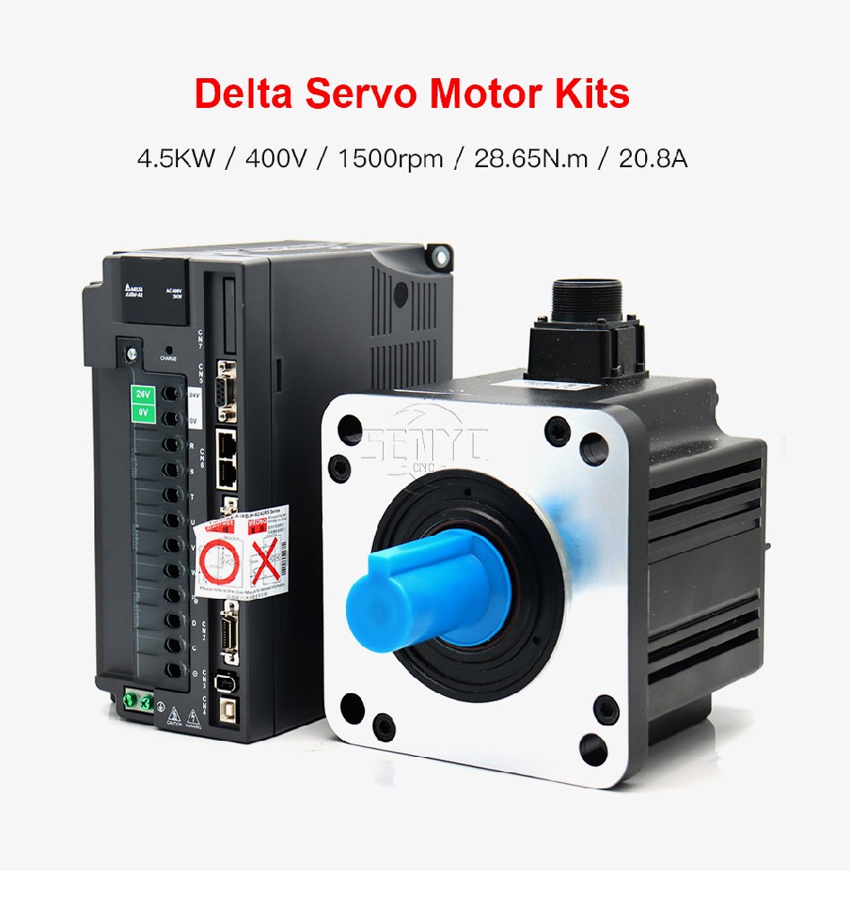 Delta 4.5KW 400V AC Servo Motor Driver Kits 28.65N.m 1500rpm 20.8A A2 Series ASD-A2-4543-M+ECMA-L11845RS