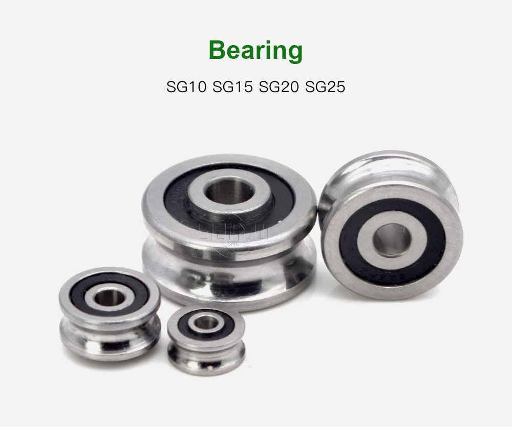 5Pcs U Deep Groove Ball Bearings SG10 SG15 SG20 SG25 Double Row Miniature Pulley Steel Transmission Eccentric Wheel