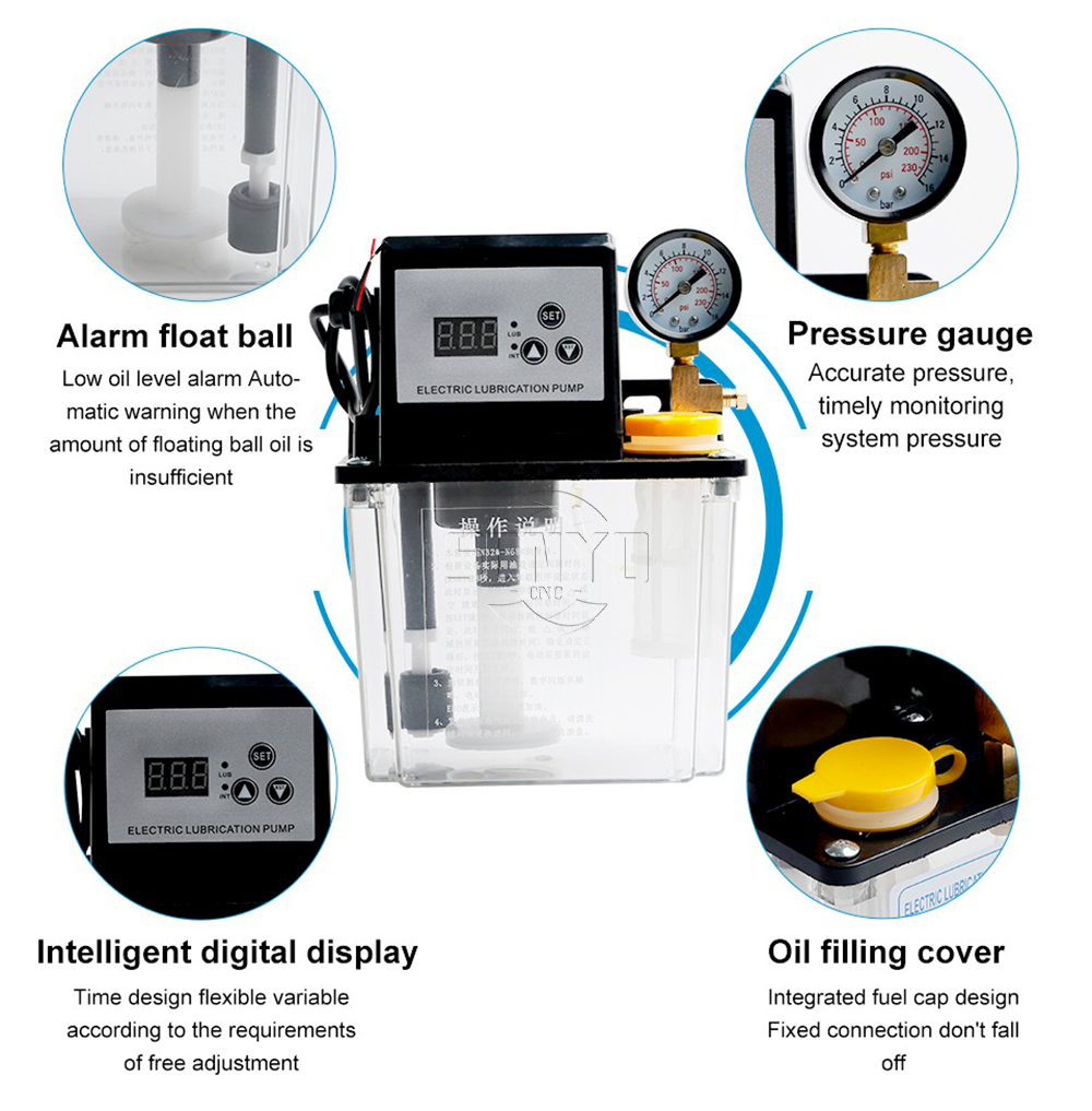Tool Lubrication Pump 0.5L 1L 2L Single and Double Digital Display Oil Pump 220V with Oil Pressure Gauge Oil tank