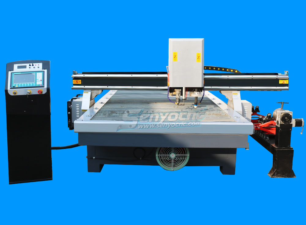 1500x6000mm CNC Plasma Cutting Machine with Rotary and Drilling Head