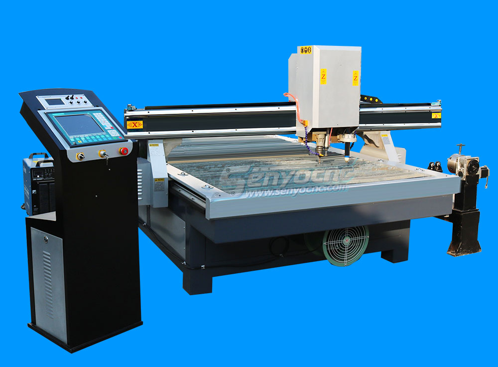 1500x6000mm CNC Plasma Cutting Machine with Rotary and Drilling Head