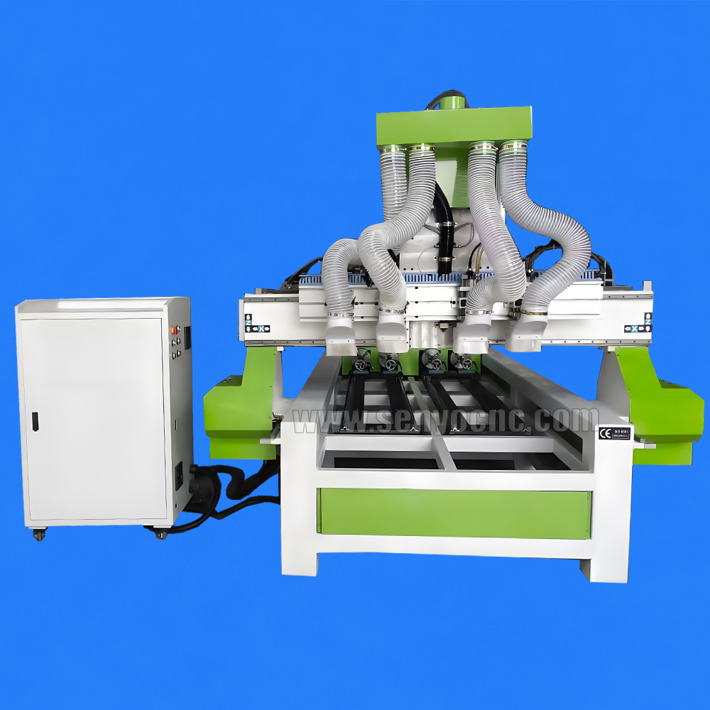Industrial 3D 4 Axis One Holder 4 Heads 4 Rotary CNC Router Machine for Chair Legs, Table Legs, Stair Balusters & Wood Furniture Turning