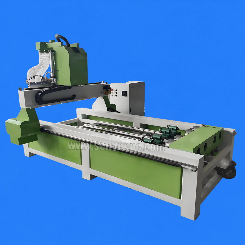 Industrial 3D 4 Axis One Holder 4 Heads 4 Rotary CNC Router Machine for Chair Legs, Table Legs, Stair Balusters & Wood Furniture Turning