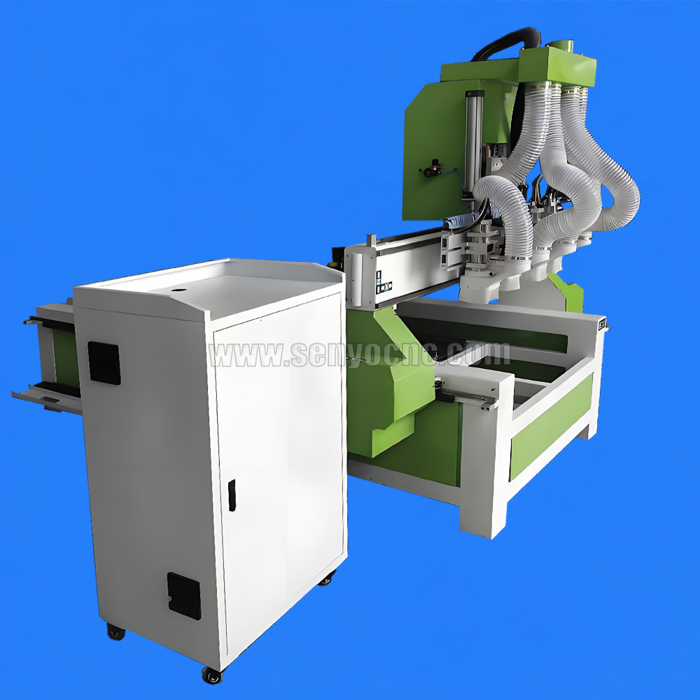Industrial 3D 4 Axis One Holder 4 Heads 4 Rotary CNC Router Machine for Chair Legs, Table Legs, Stair Balusters & Wood Furniture Turning