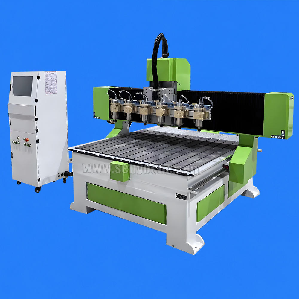 1325 CNC Router Machine One Holder 6 Spindles with T-Slot Worktable for Multi-Head Wood Furniture Engraving